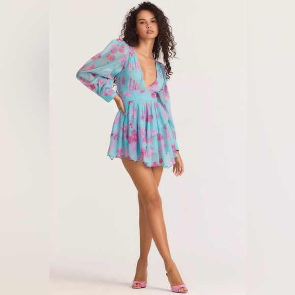 LoveShackFancy Blue Floral Mini Dress - Picture 7 of 15